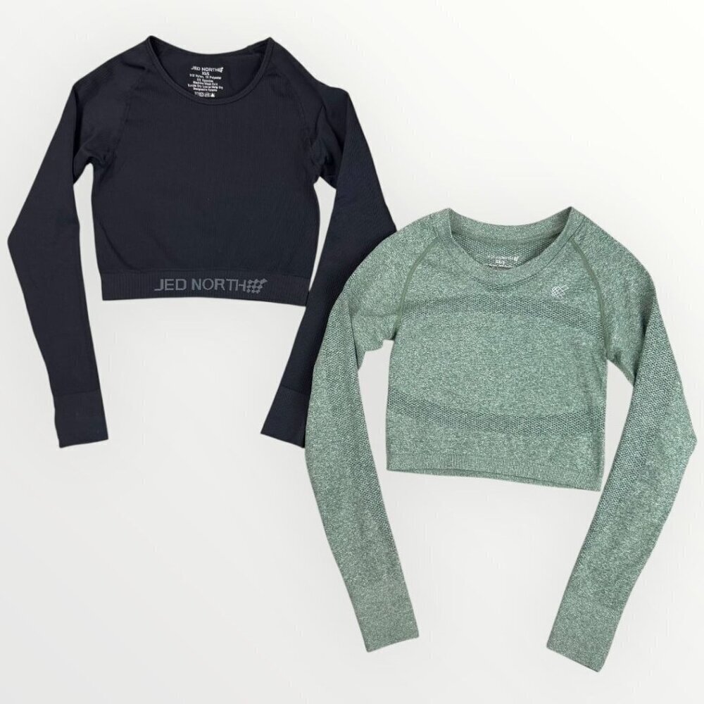 Jed North Women Activewear Crop Top Long Sleeves Stretchy Tops Bundle Gym